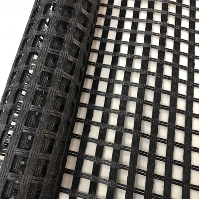 Stabilisation au sol noire Mesh Fiberglass Geogrid pour le trottoir de ciment