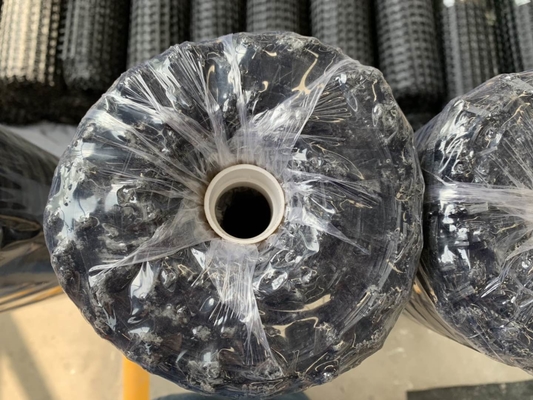 Stabilisation au sol noire Mesh Fiberglass Geogrid pour le trottoir de ciment